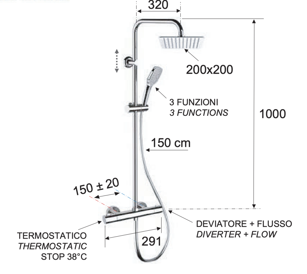 Фото Душевая система термостатическая Remer EQ32X8CPUFD20