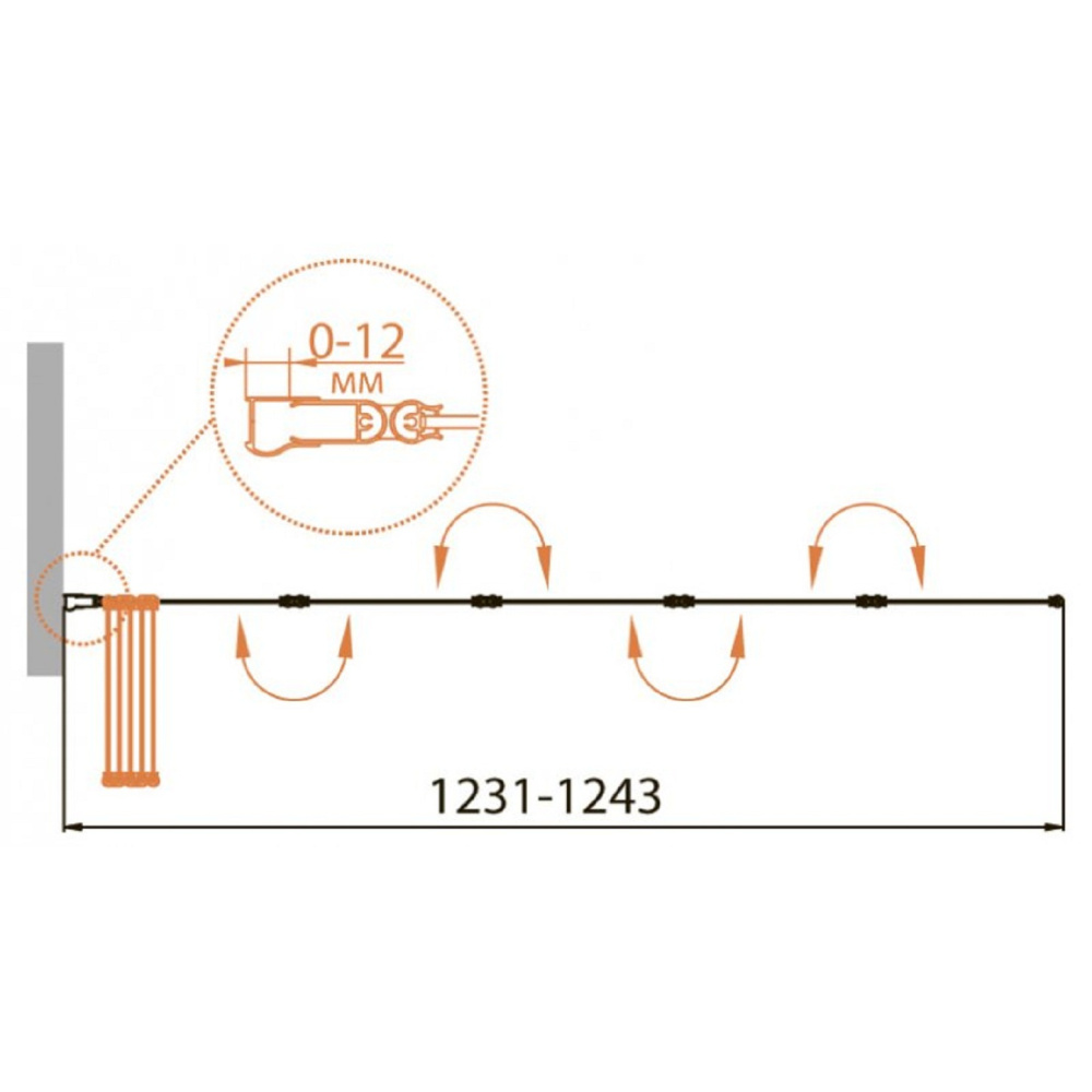 Шторка на ванну Cezares Relax RELAX-V-5-120/140-C-Bi, 120 х 140 см, стекло прозрачное, цвет профиля 