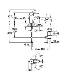 Grohe Europlus 33993 001 Смеситель однорычажный для биде (хром)