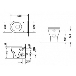Приставной унитаз Duravit Starck 3 0124090000, белый