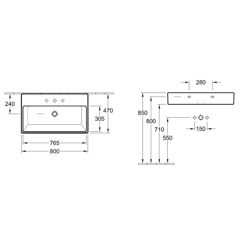 Раковина 513385R2 VILLEROY&BOCH Memento, 800х470 мм