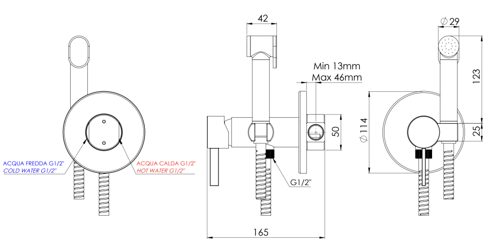 Фото Гигиенический душ со смесителем Remer Metrica MC65W