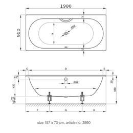 Фото Ванна стальная 190х90х42см Bette Starlet 1830-000 PLUS с шумоизоляцией встраиваемая