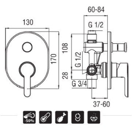 Nobili ABC AB87100CR Смеситель для душа (хром)