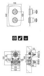 Смеситель NOBILI Carlos PrimeroT3 WE00873/JT3CR_WE42801/JCR Термостат для душа