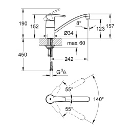 Смеситель Grohe Eurostyle 33977001 для кухни