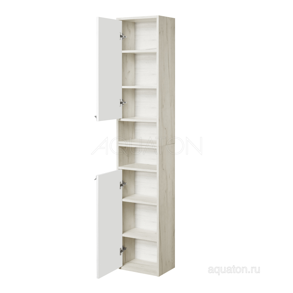 Шкаф - колонна Aquaton Флай 1-створчатый белый, дуб крафт левый 1A237903FAX1L