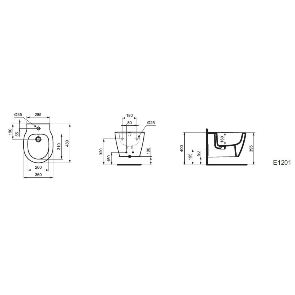 Ideal Standard Connect Space E120101 Биде подвесное