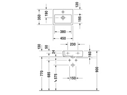 Раковина 45 см Duravit Vero 0704450000, белый