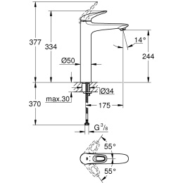 Смеситель для раковины Grohe Eurostyle New 23570003 корпус высокий