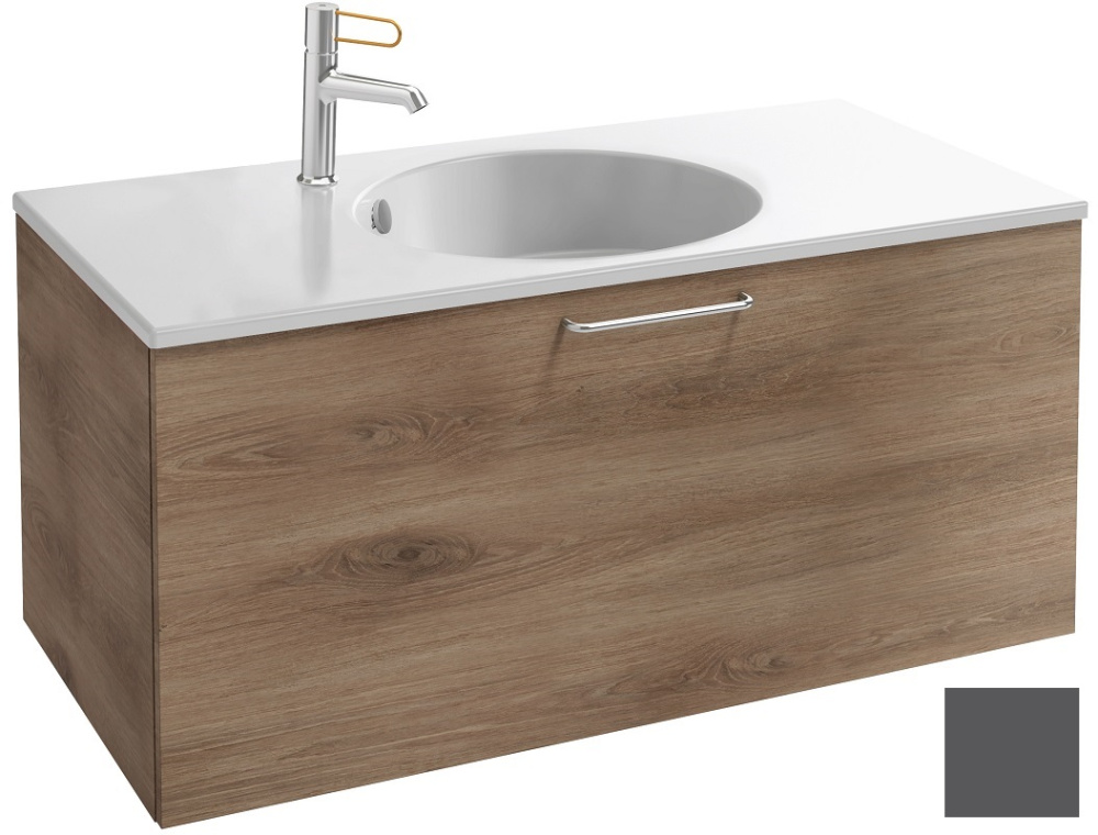 Тумба под раковину Jacob Delafon Odeon Rive Gauche 90 см, EB2513-RX-N14, цвет серый антрацит, ручки 