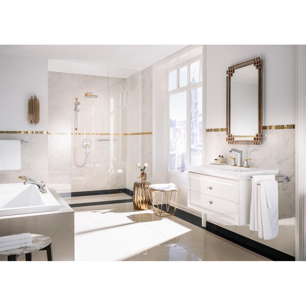 Смеситель на борт ванны на 4 отверстия 31441090 Hansgrohe Metropol Classic (хром, золото)