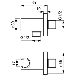 Держатель с подключением душевой лейки 1/2" Ideal Standard IDEALRAIN BC771A5