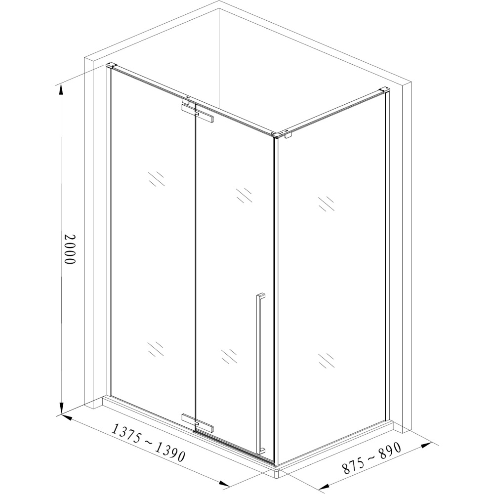 Душевой уголок Aquanet Ideal AE-AXC94MB-S-C 1400x900, прозрачное стекло