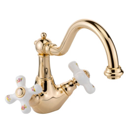 Фото Migliore Provance 19482 Смеситель для раковины, "click-clack", бел. с декором/золото