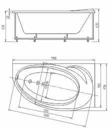 Фото Акриловая ванна 170x97 Aquatek (BET170-0000139), асимметричная
