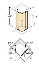 Душевой уголок Huppe Studio victorian SV0101, 90 х 90 см, стекло прозрачное