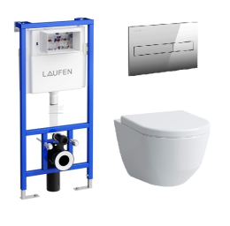 Инсталляция Laufen с безободковым унитазом Laufen Pro New 8.2095.6.400.000.1, сиденье микролифт клав