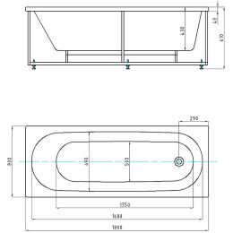 Акриловая ванна 180x80 Aquatek (OBR180-0000008), прямоугольная
