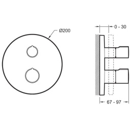 Смеситель Jacob Delafon Modulo Round E98731-CP для душа термостатический, на 2 выхода