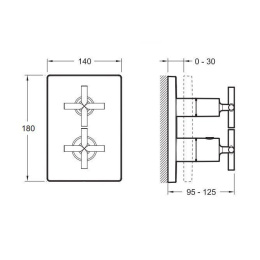 Смеситель термостатический Jacob Delafon Modulo E75388-CP, для душа, внешняя часть