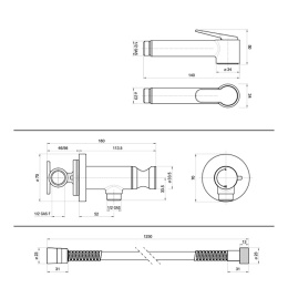 Фото Гигиенический душ Bossini Paloma Brass Mixer Set E37005.022, античная бронза