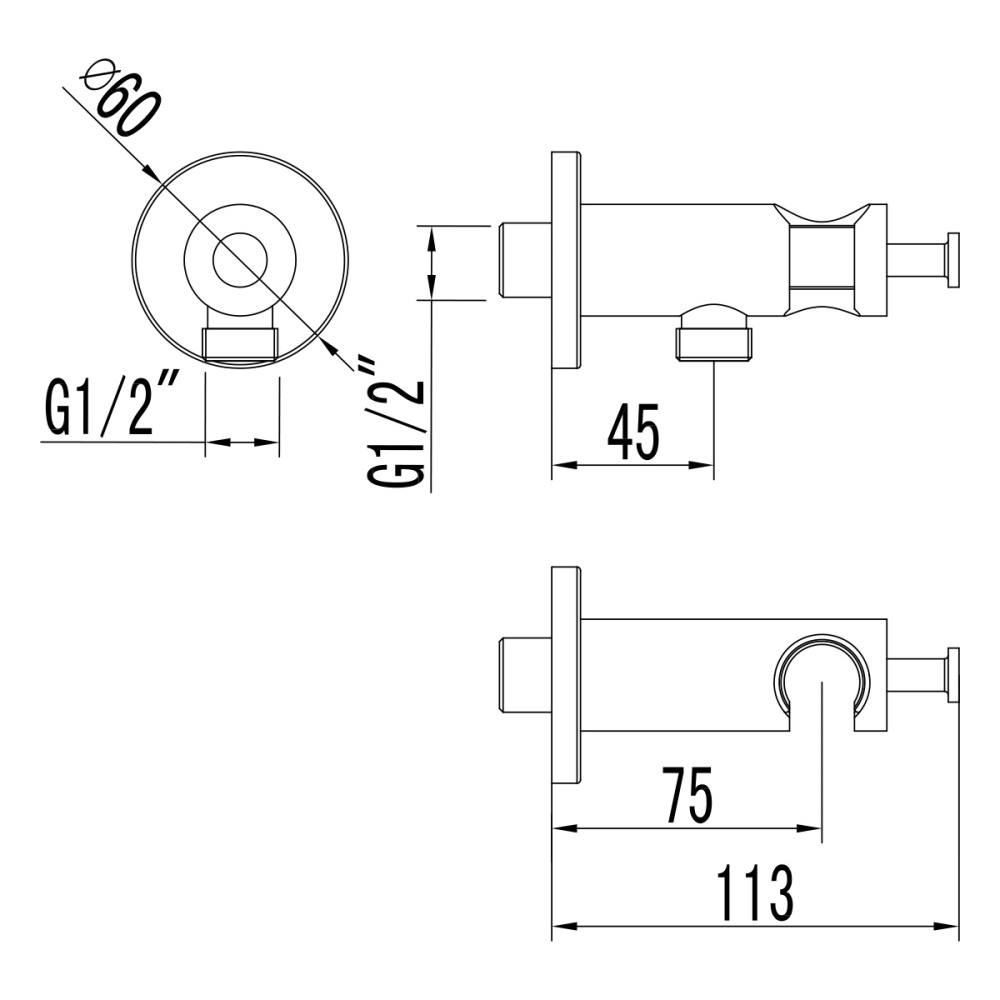 Подключение для душевого шланга Lemark (LM1185C) хром