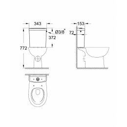 Grohe Bau Ceramic 39437000 Бачок для унитаза, режим смыва: двойной, экономный/обычный
