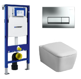 Фото Инсталляция Geberit с безободковым унитазом Geberit IT! 201950000 Rimfree, сиденье микролифт, компле