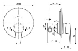 Смеситель Ideal Standard Cerafine Model O встраиваемый для душа, черный, A7192U4