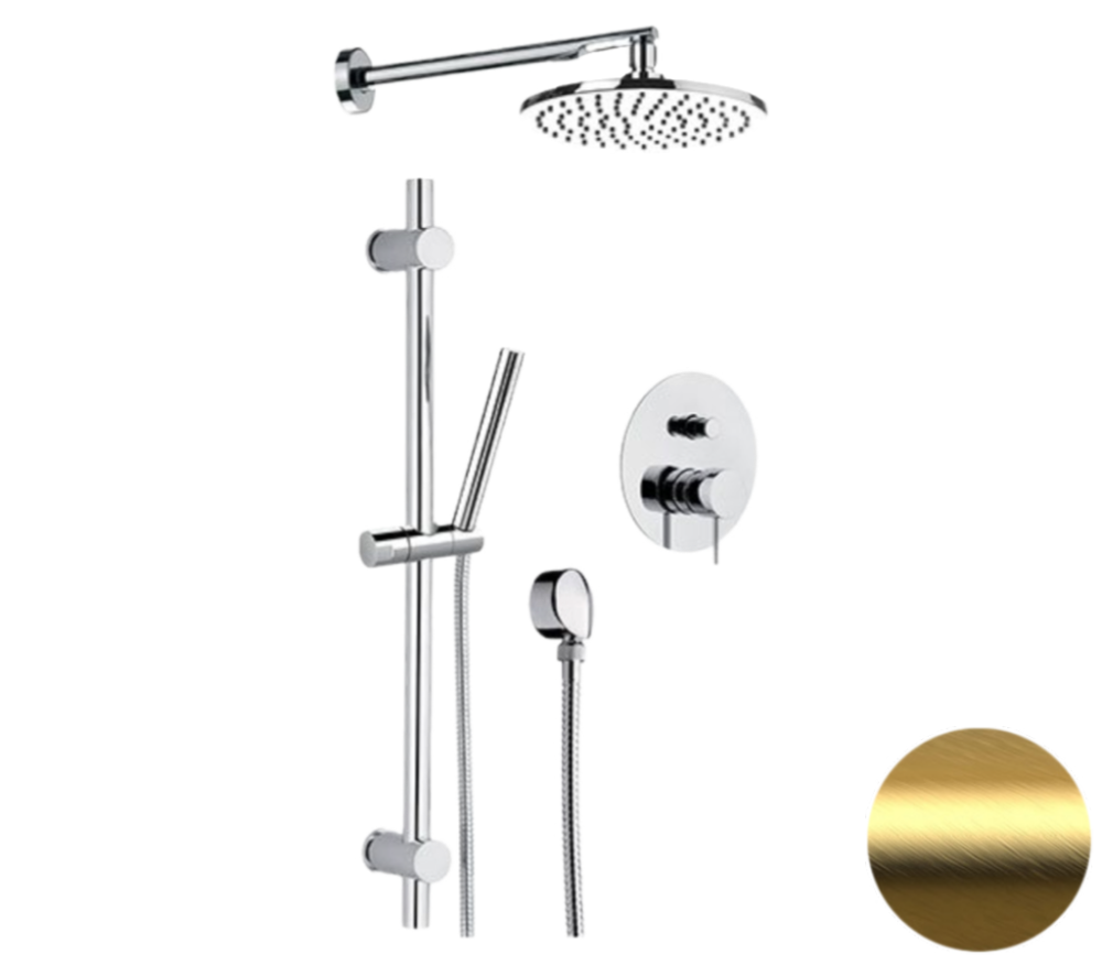 Фото Душевая система Remer X Style X09S01OBG, золото брашированное