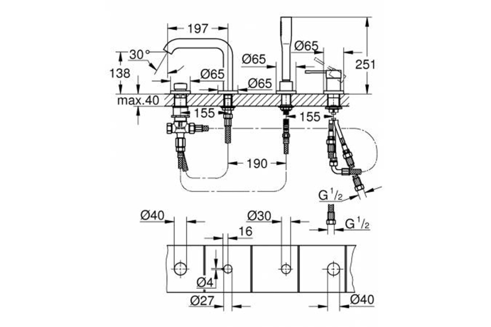 Фото Grohe Essence New 19578A01 Смеситель для ванны, на бортик
