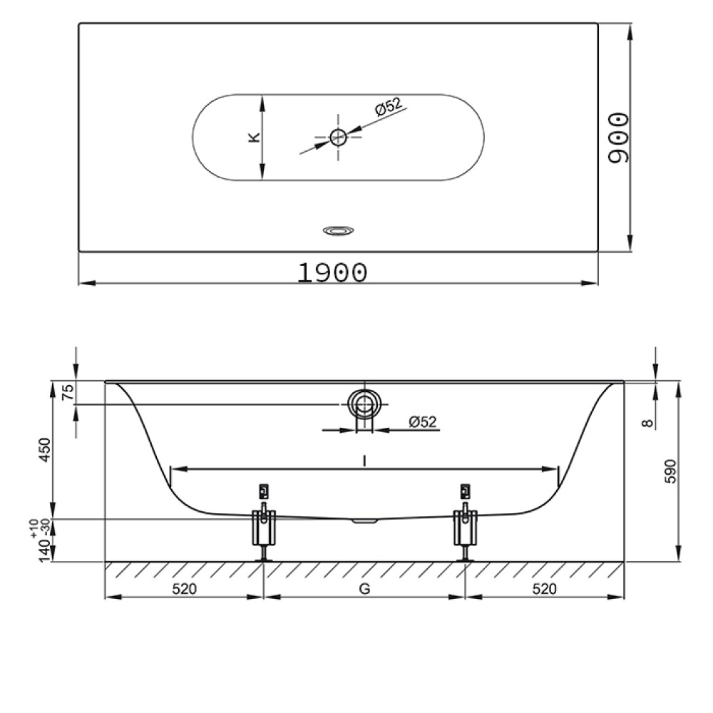 Ванна BETTE Lux 3442-000 PLUS 190х90 с антишум, самоочищающимся покрытием BetteGlasur ® Plus