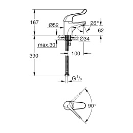 Grohe Euroeco Special 32789000 Смеситель для раковины, безопасный