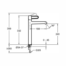 Фото Смеситель для раковины Jacob Delafon Odeon Rive Gauche E21031-CP-CP, высокий, хром, ручка хром