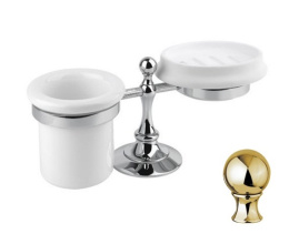 Фото Стакан и мыльница настольные Cezares Olimp STT-03/24-M цвет золото, ручки металл