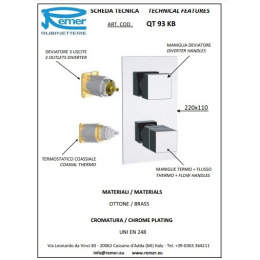 REMER Qubika QT93KBNO Термостат для ванны - внешняя часть (чёрный матовый)