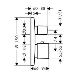Фото Термостат 31573000 Hansgrohe для ванны Ecostat E
