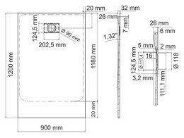 Фото Душевой поддон WasserKRAFT Leine 35T07, прямоугольная, 120 х 90 х 2.6 см, из искусственного камня