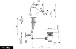Фото Смеситель Nicolazzi Classico 3403DB75 для биде, темная бронза, ручки EL CAPITAN
