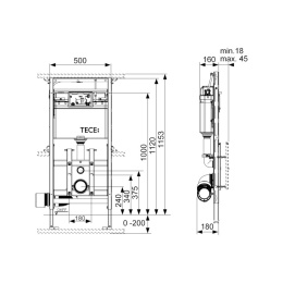 Инсталляция TECE TECEprofil 9600200 с унитазом Vitra Sento 7748B083-0101, крышка микролифт, цвет чер
