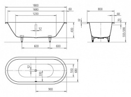 Ванна Kaldewei Classic Duo Oval мод 111, 180 х 80 х 43 см, easy-clean