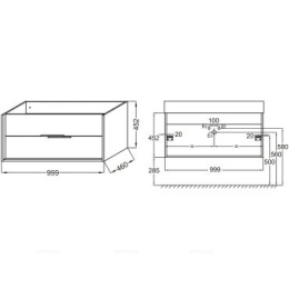 Тумба под раковину Jacob Delafon Vivienne EB1585-E52-S08 100 дуб табак/тёмно-красный сатин