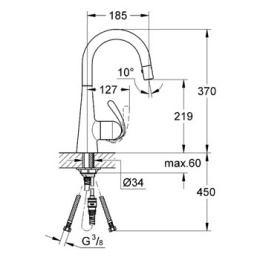 Grohe Zedra 32296000 Смеситель для кухни, выдвижной излив