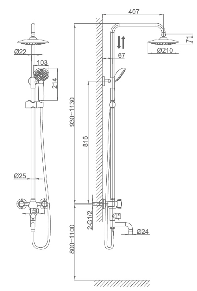 Душевая система D&K Hessen.Torhall (DA1414741B09) хром
