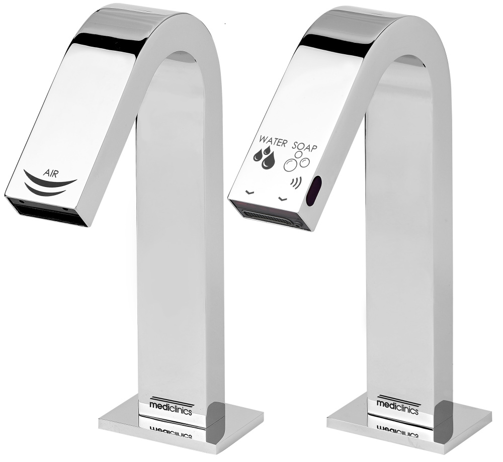 Фото Cушилка для рук Mediclinics UCM092A кран для воды и дозатор жидкого мыла