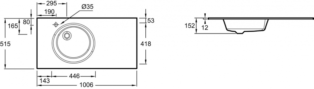 Фото Стеклянная раковина Jacob Delafon Odeon Rive Gauche EB2564-DE1, 100 см, белый, матовый