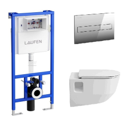 Инсталляция Laufen с безободковым унитазом Laufen Pro New Rimless 8.2096.4.000.000.1PRO, сиденье мик