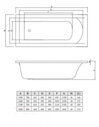 Акриловая ванна 160x70 C-Bath (CBQ007002)