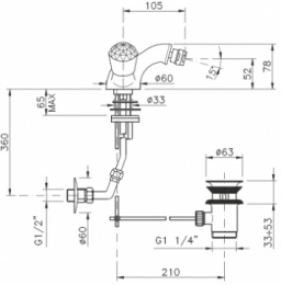 Смеситель Nicolazzi Cristallo 2034CR для биде